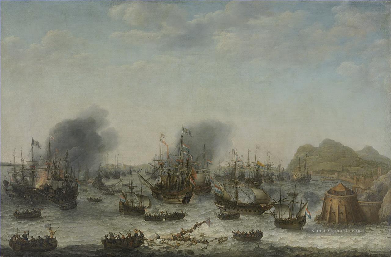 De overwinning op de Ende Spanjaarden bij Gibraltar Tür een vloot onder Kegel van admiraal Jacob van Heemskerck 1607 Ölgemälde